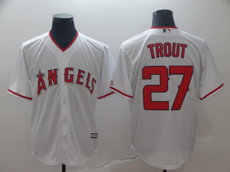 Men Los Angeles Angels 27 Trout White MLB Jerseys